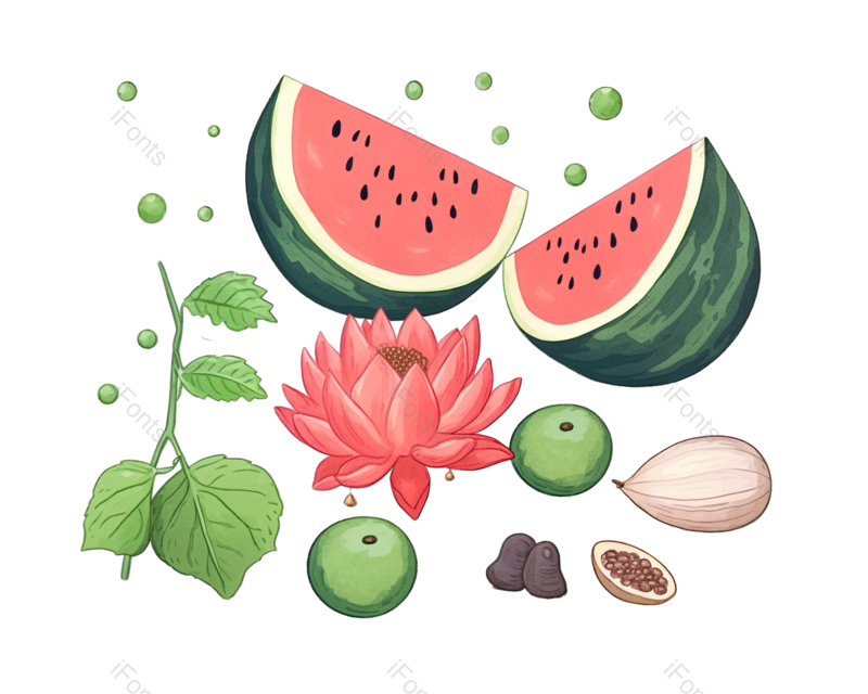 叶子图片,西瓜元素,中国风PNG,元素免抠素材